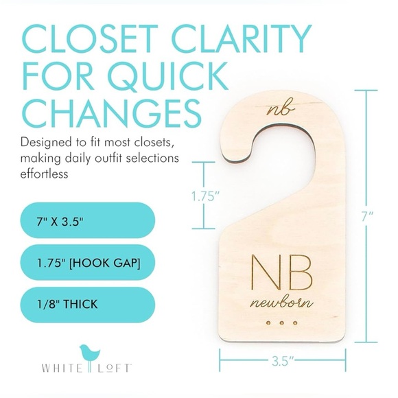 Wooden Baby Closet Dividers Set Nursery | Newborn–24M Clothing Organizers | NWT - Picture 3 of 7